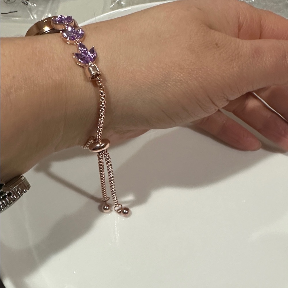 Chic Purple and Gold Women's Watch Bracelet NEW - Picture 6 of 6